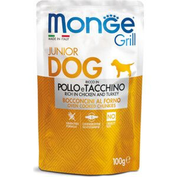 Влажный корм для щенков Monge Dog Grill PUPPY&JUNIOR курица и индейка 100 г