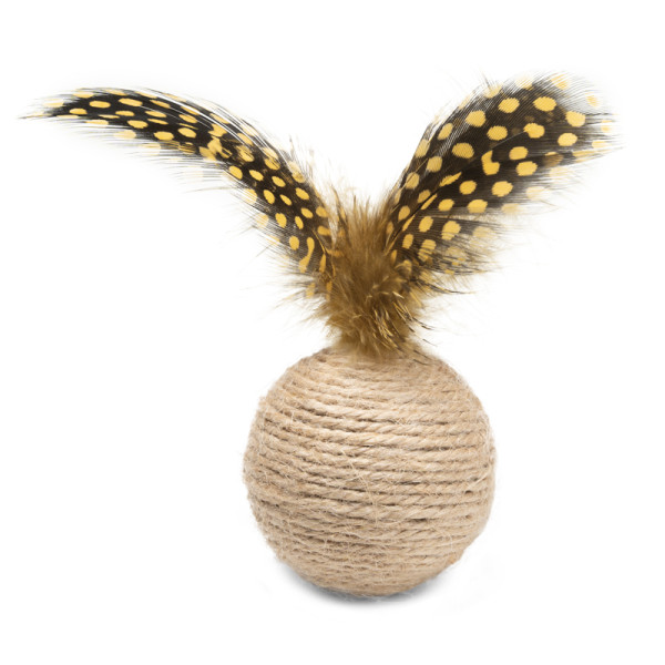 Игрушка для кошек из натуральных материалов  "Шар с перьями", d50мм/100мм, серия NATURAL, Triol