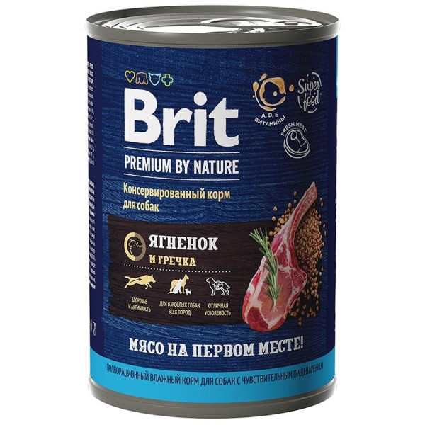 Brit Premium by Nature консервы с мясным ассорти с потрошками для собак всех пород, 410 гр