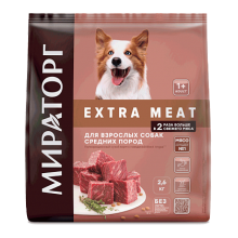 Мираторг extra meat полнорационный сухой корм с говядиной для взрослых собак средних пород старше