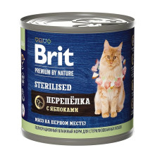 Brit premium by nature с мясом перепёлки и яблоками для стерилизованных кошек