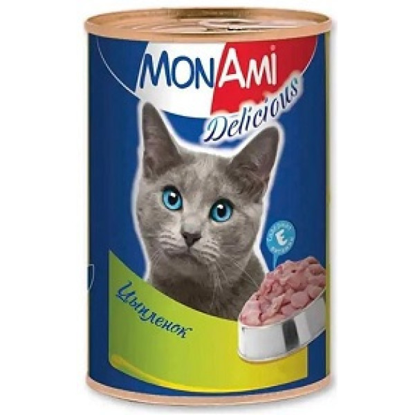 Питательные консервы МОНАМИ для кошек с цыпленком весом 350г