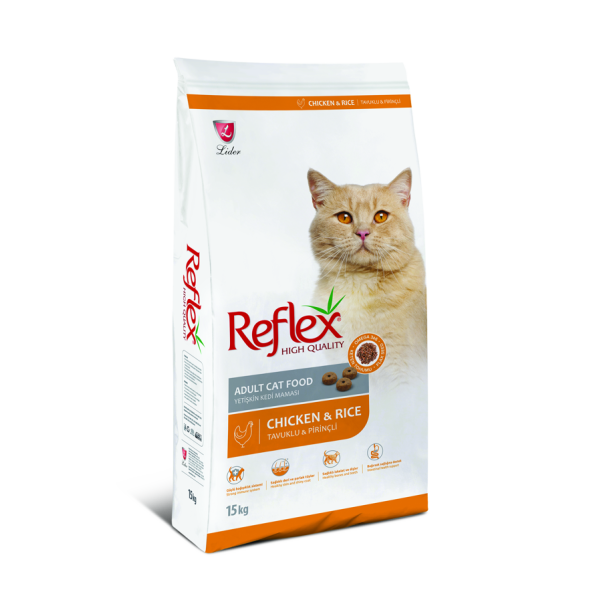 Корм для взрослых кошек REFLEX с курицей и рисом 15 кг