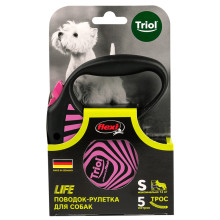 Поводок-рулетка для собак Flexi Life Geometry Pink S 5м до 12кг, трос