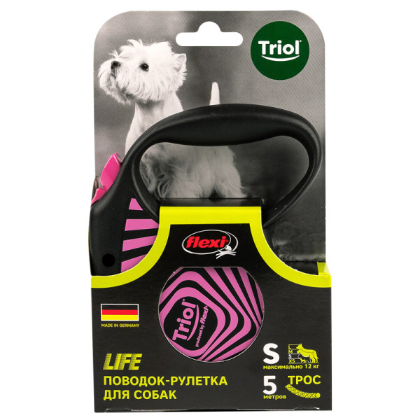 Поводок-рулетка Flexi Life Geometry Pink S для собак до 12кг