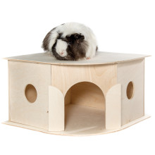 Домик для морской свинки угловой деревянный, 300*300*180мм