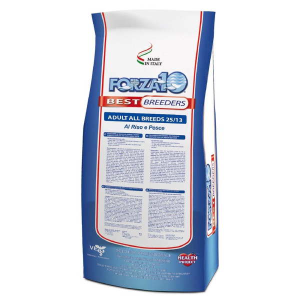 Forza10 ENI KÖPENGE ADULT ALL BREEDS 25/13 Al Riso e Pesce - Барлық түрлі өсімдіктерге арналған балықпен толық толықтырылған күнделікті жасалған күнделікті жасалған күнделікті жасалған күнделікті жасалған күнделікті жасалған күнделікті жасалған күнделікті