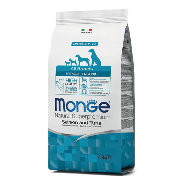 Monge speciality line all breeds adult hypoallergenic salmone and tuna - Гипоаллергенный корм с лососем и тунцом для взрослых собак всех пород