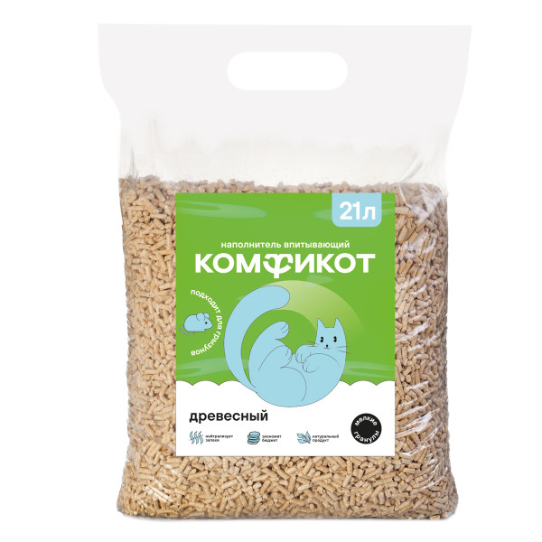 КОМФИКОТ: древесный впитывающий наполнитель, 21 л