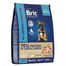 Brit premium dog sensitive с лососем и индейкой для взрослых собак всех пород с чувствительным пищеварением