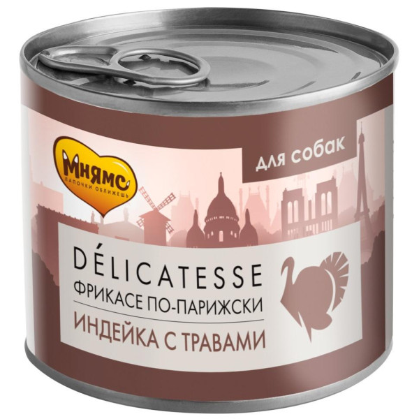 Мнямс Delicatesse "Фрикасе по-парижски" жулдызды көмірдің көмегімен қайырымды қазы паштеті, қайырымды - 200 г 12 шт | Інтернет-зоомагазинде сатып алу