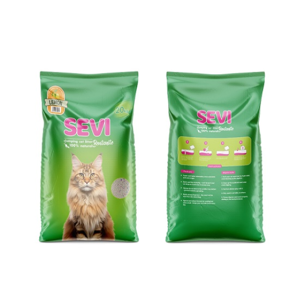 SEVI Наполнитель бентонитовый комкующийся с запахом лимона, 25 л (20кг): идеальный выбор для кошачьего туалета