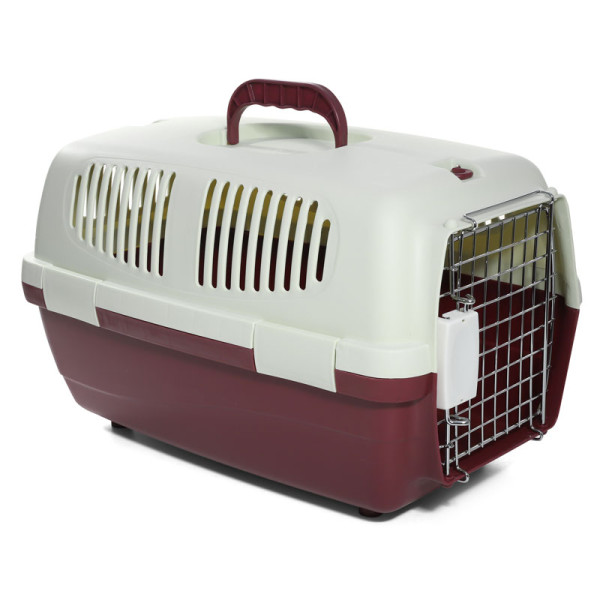 Переноска "Спутник" для животных с металлической дверцей, бургунди, 480*290*280мм, серия TRAVEL, Triol