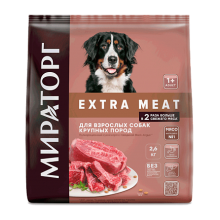 Мираторг extra meat полнорационный сухой корм с говядиной для взрослых собак крупных пород старше