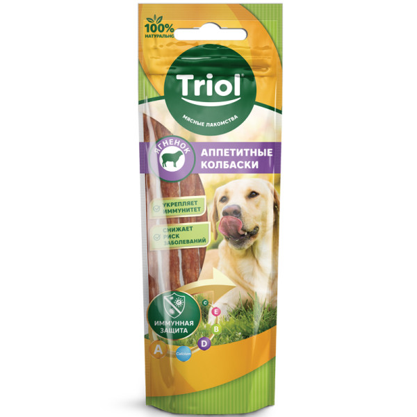 Лакомство для собак "Аппетитные колбаски из ягненка", 40г, Triol