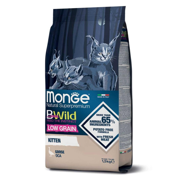 Monge BWild Low Grain Kitten Goose - Полноценный и сбалансированный корм с гусем
