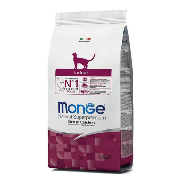 Monge superpremium cat indoor rich in chicken - корм с курицей для кошек живущих в помещении