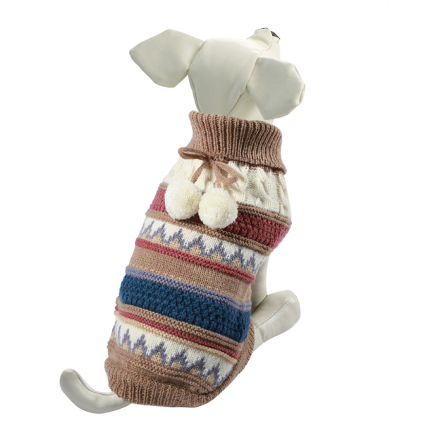 Стильный свитер "Помпончики" L в светло-коричневом цвете от Triol