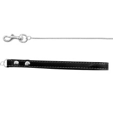 Поводок-цепь с кожаной ручкой Змейка, серебро, 2*1100мм