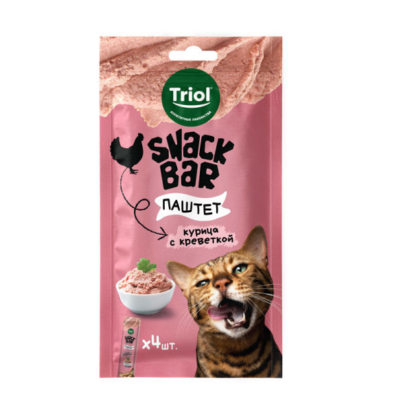 Паштет из курицы с креветкой для кошек, 40г, серия SNACK BAR, Triol