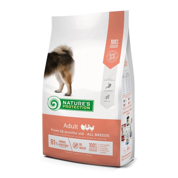 Nature's Protection All Breed Adult - Барлық құйықтардың баласы үшін толық тасқаулы бағытталған тамақ, құйықтардың барлығына арналған птицеймен