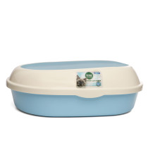 Туалет для кошек овальный с бортом "Эллипс", голубой/белый, 490*380*160мм, серия HYGIENE