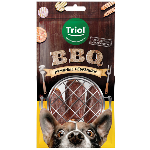 Лакомство для собак Румяные рёбрышки, 110г, серия BBQ, Triol