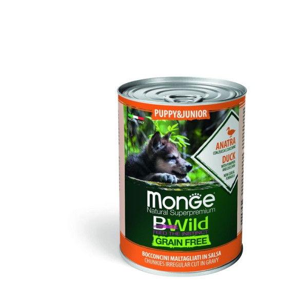 Консервы для щенков Monge Dog BWild Grainfree с уткой, тыквой и кабачком 400 г