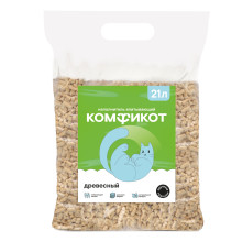 КОМФИКОТ Наполнитель древесный впитывающий, крупные гранулы, 21 л