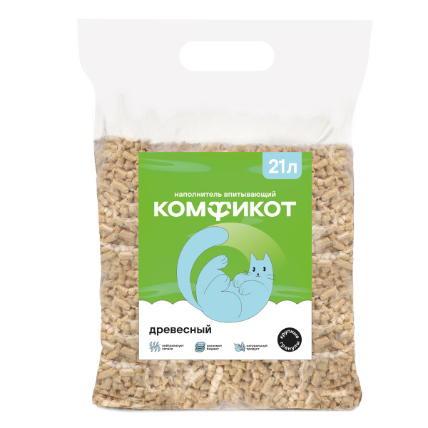 КОМФИКОТ Наполнитель древесный: крупные гранулы, 21 л