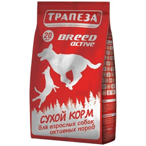 Трапеза BREED ACTIVE 20 кг: сбалансированное питание для активных пород.