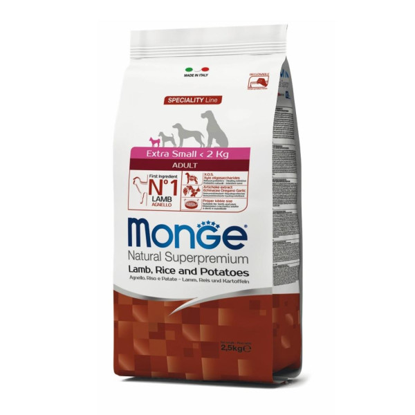Monge speciality line extra small adult lamb rice and potatoes - Полноценный корм с ягненком, рисом и картофелем для взрослых собак миниатюрных пород