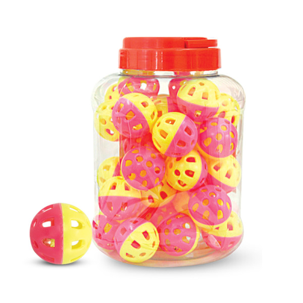 Игрушка для кошек Мяч-погремушка, желто-розовый, d35мм (банка 36шт.), Triol