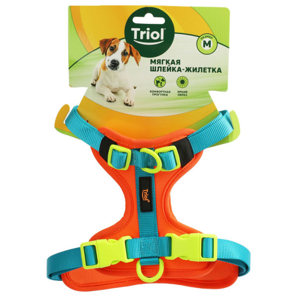 Мягкая шлейка-жилетка "Рио" M, оранжевая, Triol