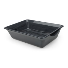 Туалет для кошек высокий с цветной сеткой "Лапки", серый, 350*250*90мм