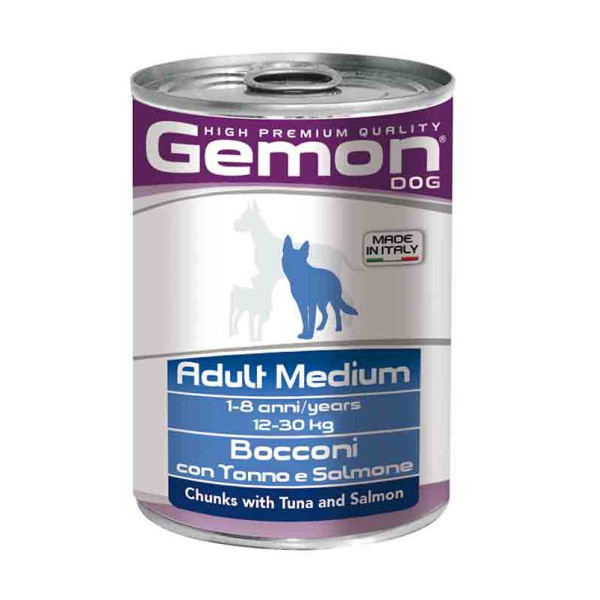 Консервы Gemon adult medium chunks with tuna and salmon для собак