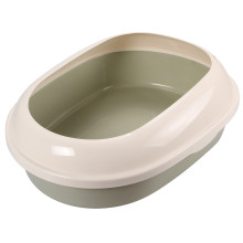 Туалет для кошек овальный с бортом "Эллипс", оливковый/белый, 490*380*160мм, серия HYGIENE