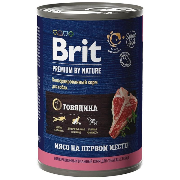 Консервы Brit premium by nature консервы с говядиной для собак