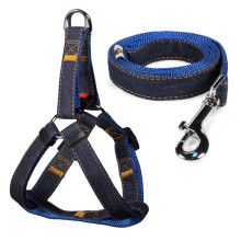 Комплект шлейка и поводок джинсовый Ковбой M