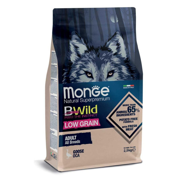 Monge low grain goose all breeds adult - Полноценный корм с мясом гуся для взрослых собак