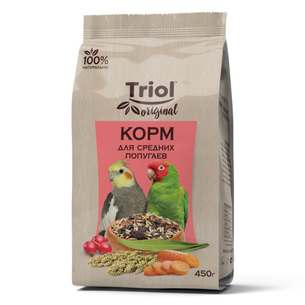 Полезный корм для средних попугаев от Triol Original, 450г