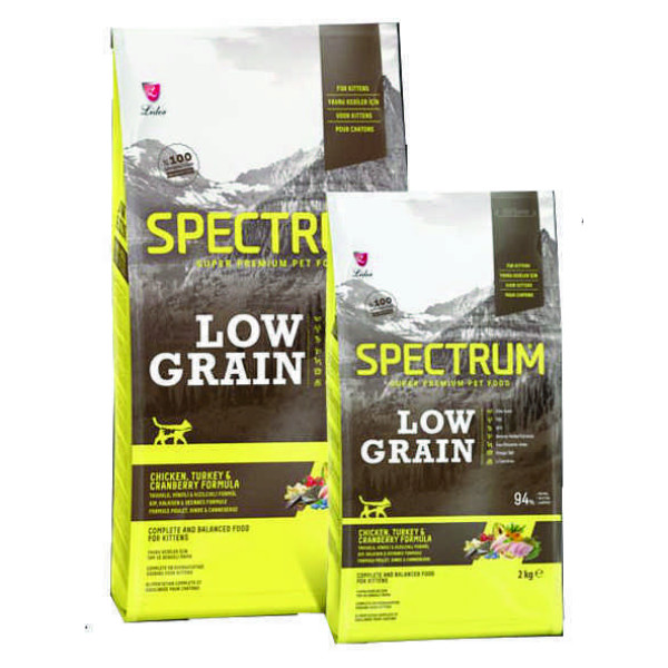 Корм для котят SPECTRUM LOW GRAIN с курицей, индейкой и клюквой 12кг