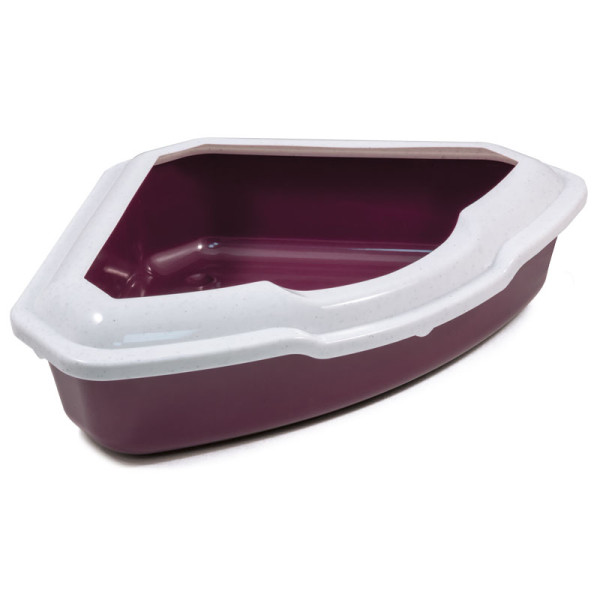 Туалет для кошек угловой с бортом Пирамида, бургунди/белый, 565*425*150мм, серия HYGIENE, Triol