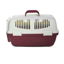 Переноска  для животных с металлической дверцей "Спутник" S, бургунди, 480*290*280мм, серия TRAVEL, Triol