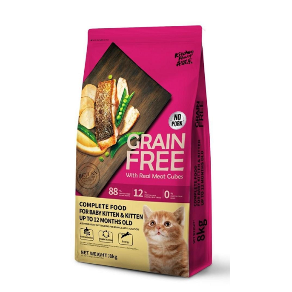 Зерновой безглютеновый полноценный корм для котят и котят 8 кг (вкус "Кухня")