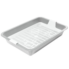 Туалет для кошек c сеткой мини "Барсик", светло-серый, 325*235*60мм, ,