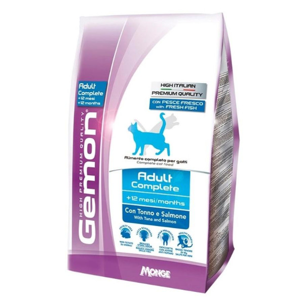 GEMON Adult Complete with Tuna and Salmon - полнорационное питание c тунцом и лососем для кошек от 1 до 10 лет