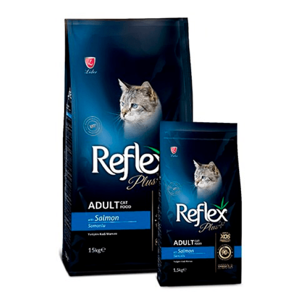 Reflex plus with salmon for cats - Полноценный сбалансированный сухой корм с лососем для кошек всех пород
