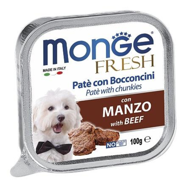 Консервы для собак Monge Fresh  говядина 100г | Купить в интернет-зоомагазине