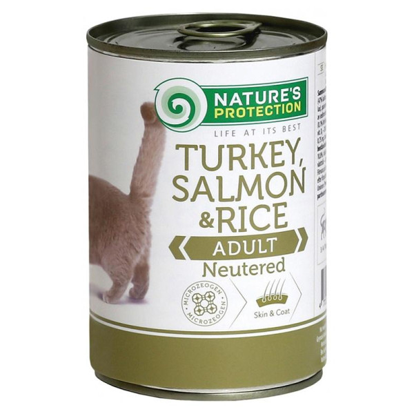 Nature's Protection Neutered Turkey Salmon & Rice - Полноценный корм c мясом индюка, лососью и рисом для взрослых кошек после стерилизации